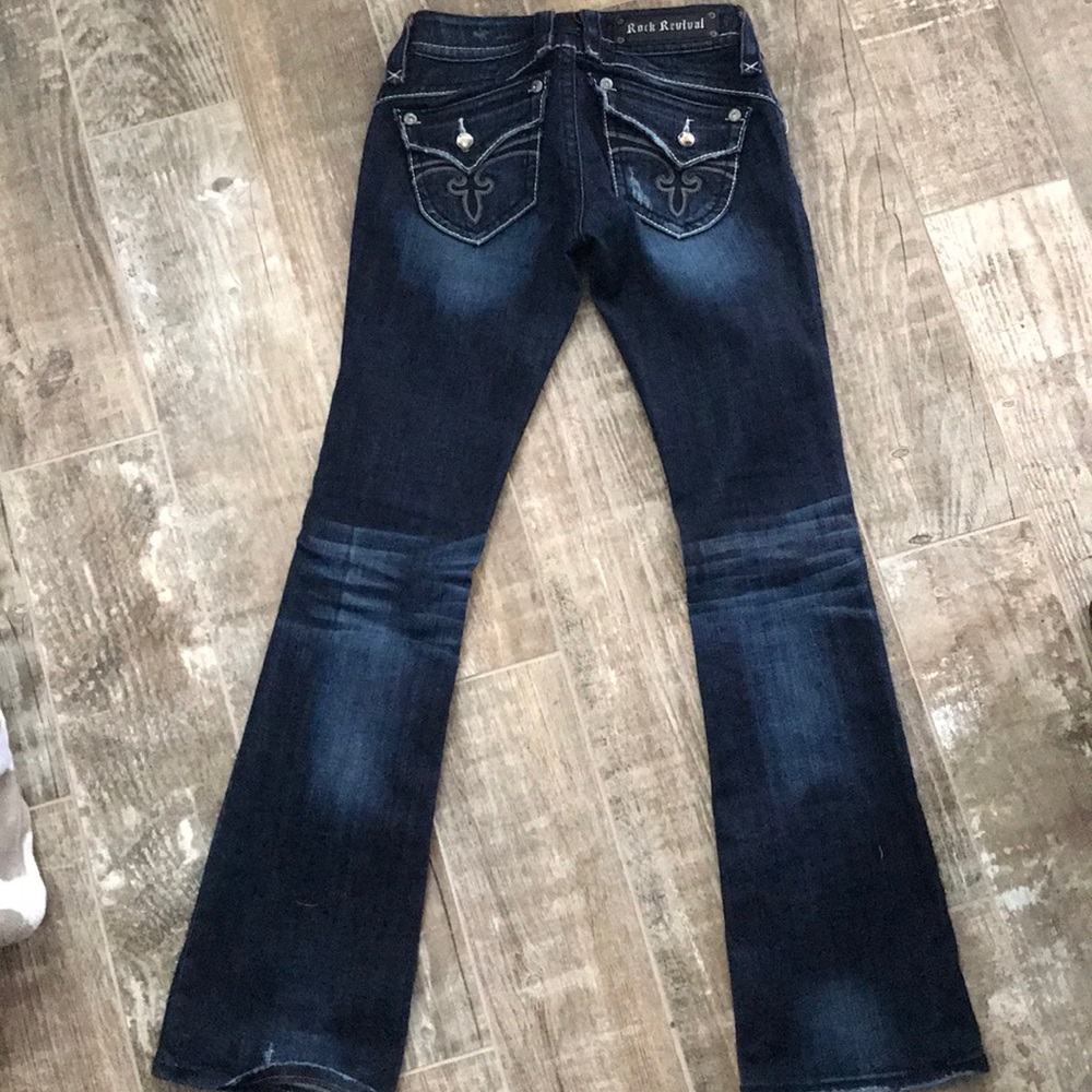 Rock revival dark wash jeans